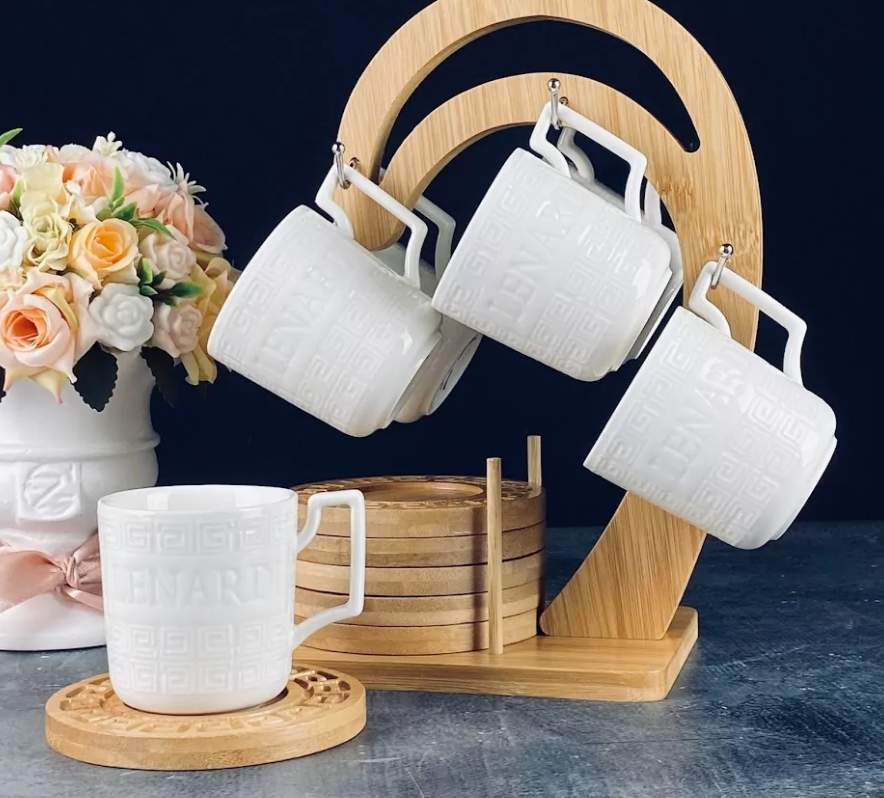 LENARDI Набор кофейный 140-114 12пр/6перс 130мл Bamboo на подставке