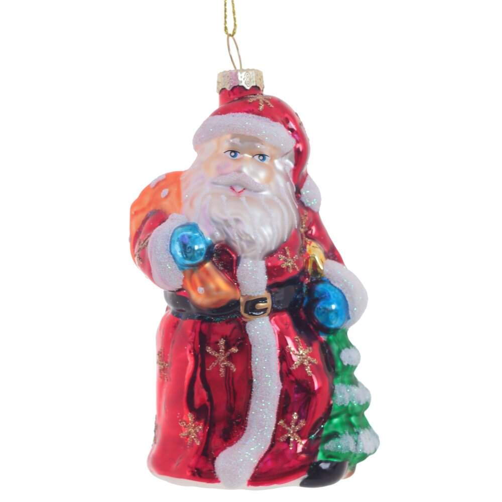 REMECO COLLECTION Игрушка елочная 791329 Дед Мороз 6,5х4,5х12,5см (стекло)  