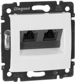 Розетка  VALENA  информ.2-м  RJ45+RJ45 UTP с захватами белая  774231