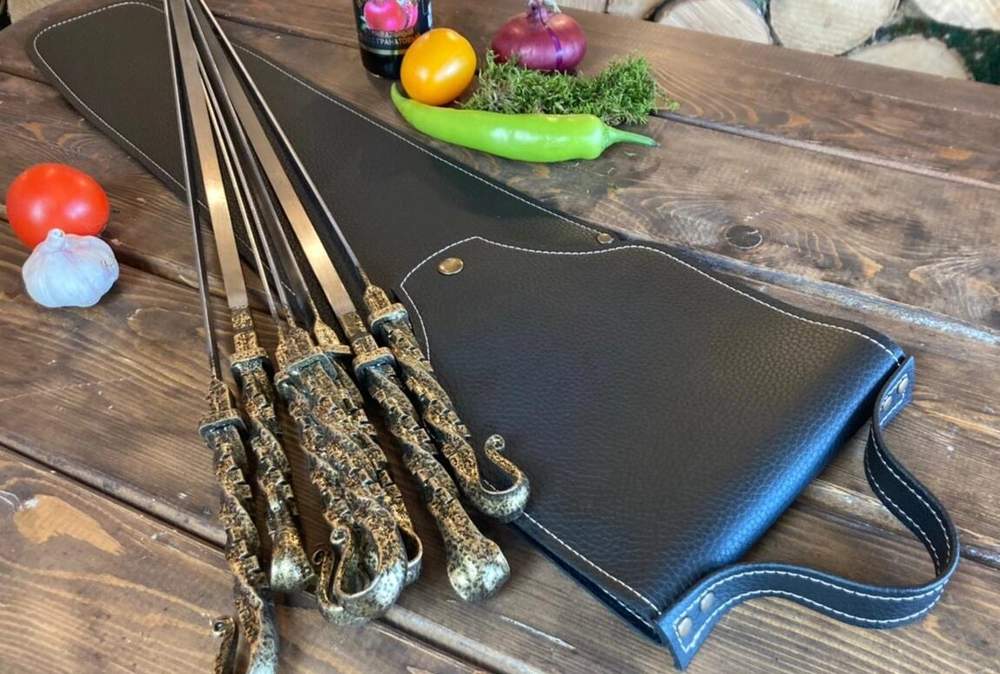 Чехол-сумка для шампуров/Черная/Экокожа (6шт*50)