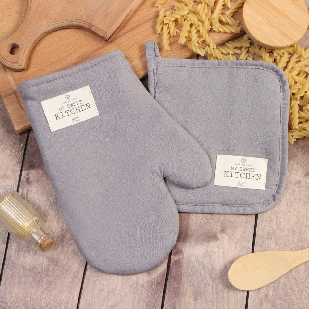 ЭТЕЛЬ Eco Набор кухонный (варежка 20х28см,прихватка 19х19см) 70% хлопок,30% лен 9631128