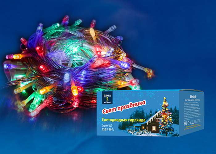 Гирлянда с/д ULD-S0500-100/DTA  Mulit IP20   5м Разноцветный  Белый свет 03948