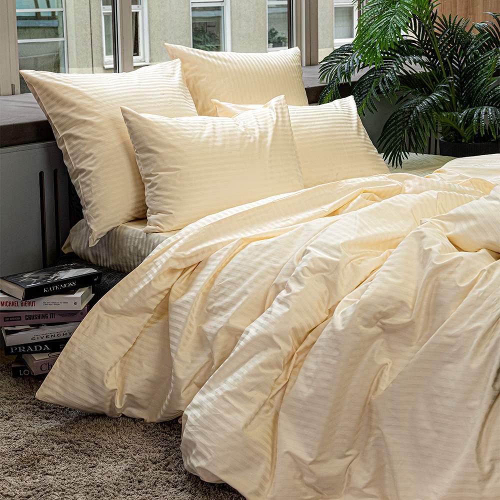 MARIA DE LUXE КПБ страйп-сатин 2сп-макси теплый песок (50х70-2) СС-2сп макси