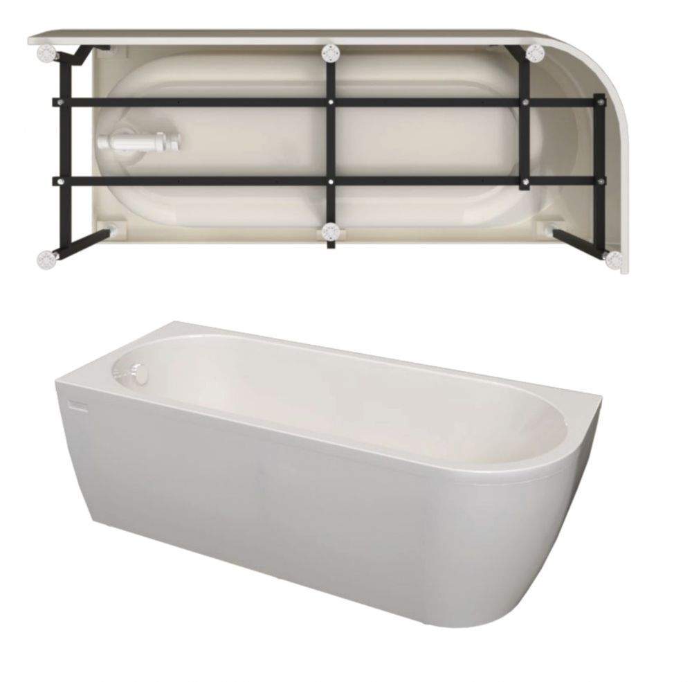 Ванна акрил. Вальс 3/4 170*70 фронтально-торцевая панель,рама-подст.+слив-перелив с сифоном(левая)