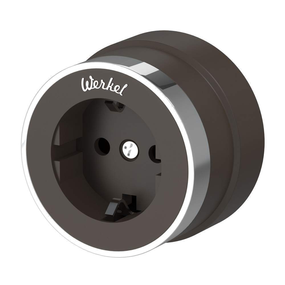 Розетка с заземлением Vintage (мокко матовый/хром)  -  W5871052