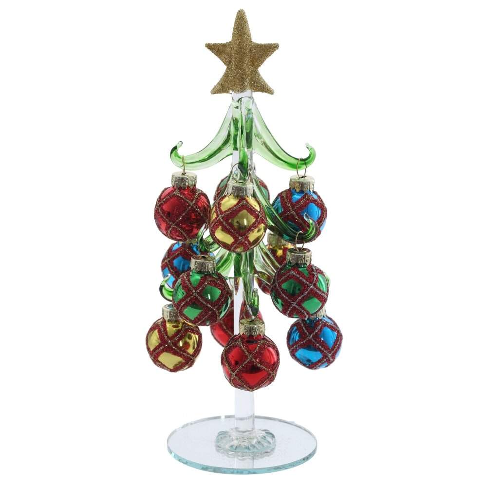 REMECO COLLECTION Ёлочка 823725 декоративная с шарами 8,5х8,5х20см (стекло)