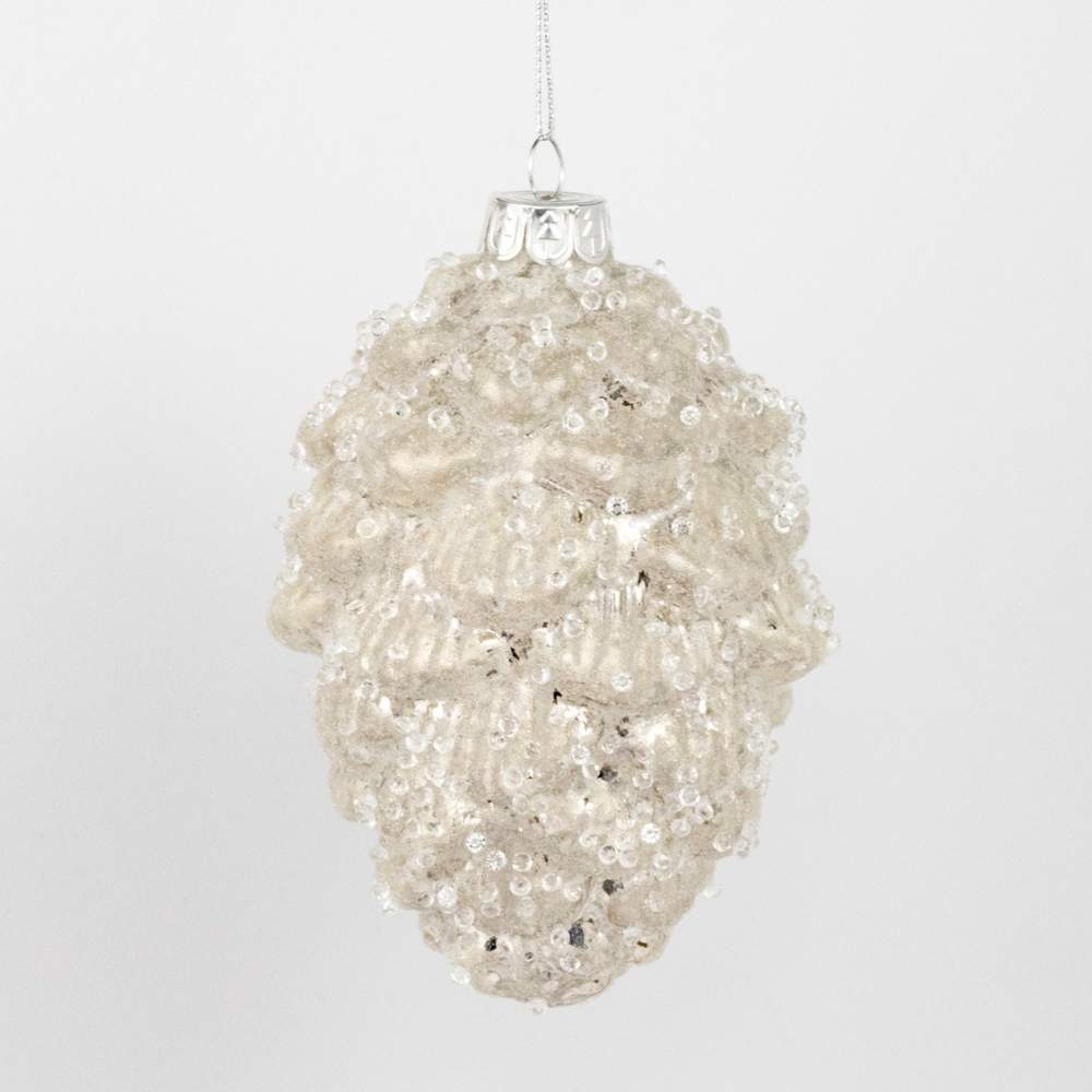 DECOLINE Игрушка елочная Шишка AX25-AZA-023/2 шампань 12х8см (стекло) 