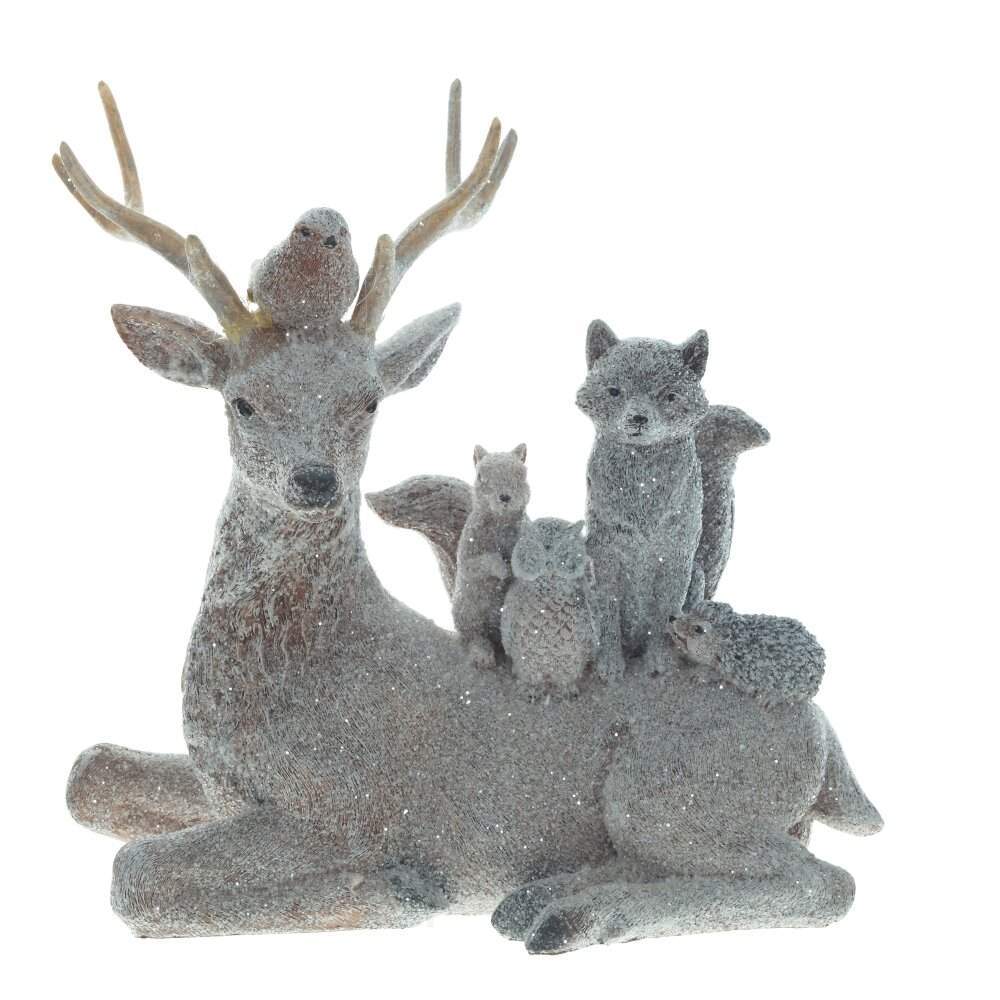REMECO COLLECTION Фигурка 782371 Олень и лесные друзья серебро 23х12х23см (полимер)