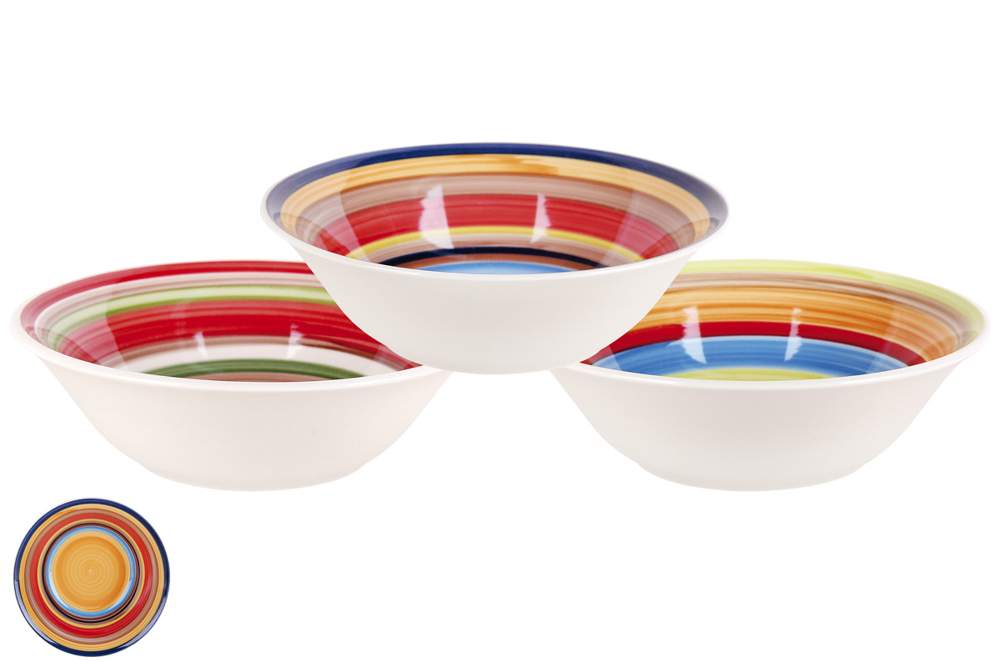 КОРАЛЛ Фантазия Тарелка 18см/560мл глубокая 3 цвета WWY604/187180 (6/36)  