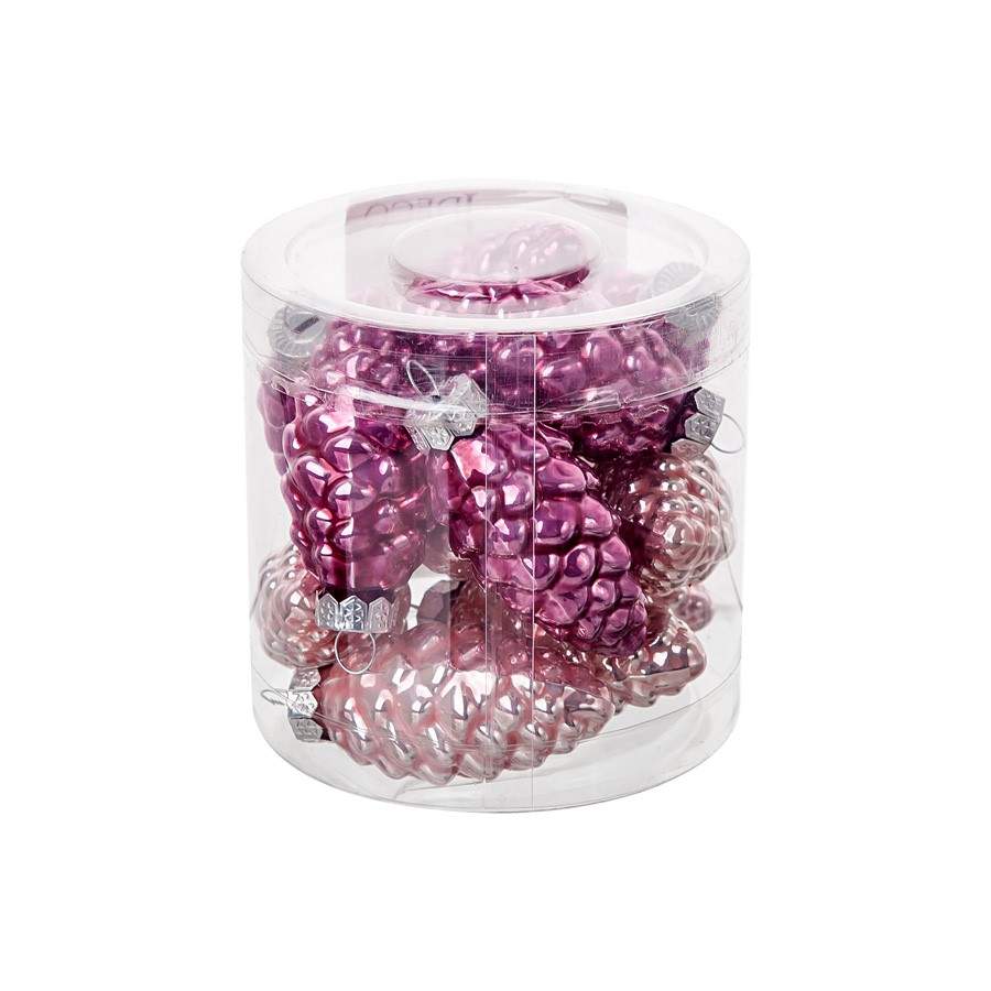 DECOLINE Набор украшений Шишки E17810-3 розовый/темно-розовый 5см/12шт (стекло) 