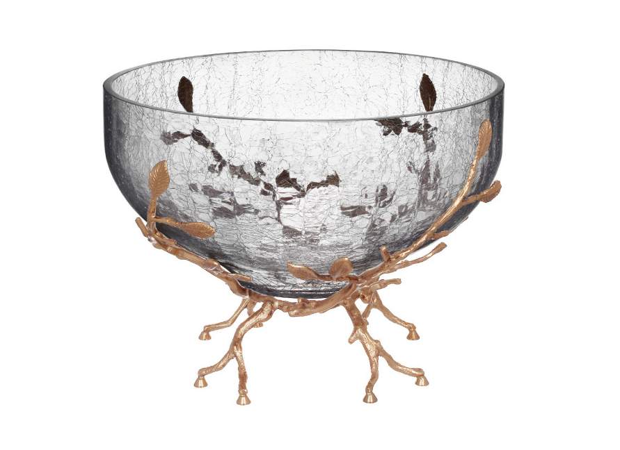 TAJ GLASS Белый обгез золото Ваза д/фруктов 29х29х21,5см 66150/61932/N0019A