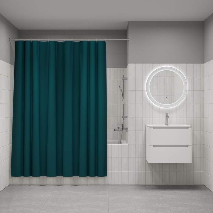 Штора д/ванной IDDIS 200*180см  полиэст. темно-зеленый P04PE18i11
