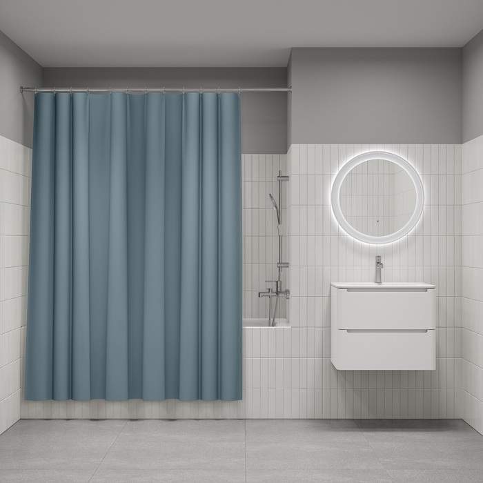 Штора д/ванной IDDIS 200*180см  полиэст. светло-серый  P09PE18i11