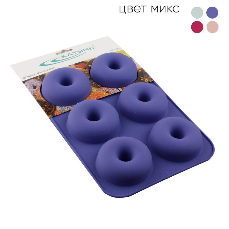 КАТУНЬ Форма КТ-S-375 силикон Пончики 6 ячеек 25,5х17,7х3,5см