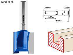 Фреза ЗУБР пазовая прямая D=22мм L=22мм  хв.-8мм   28753-22-22