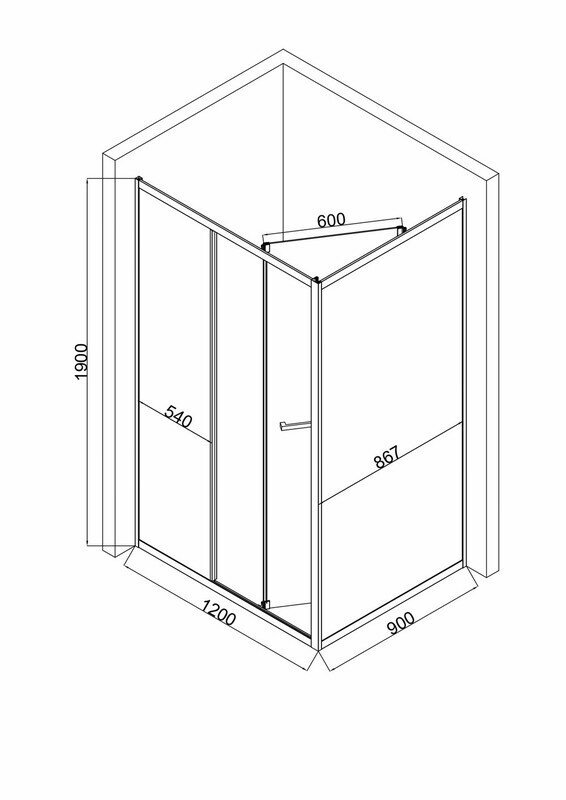 Душ.ограж. EG8C прямоугольное 120x90 профиль хром, прозр. стекло