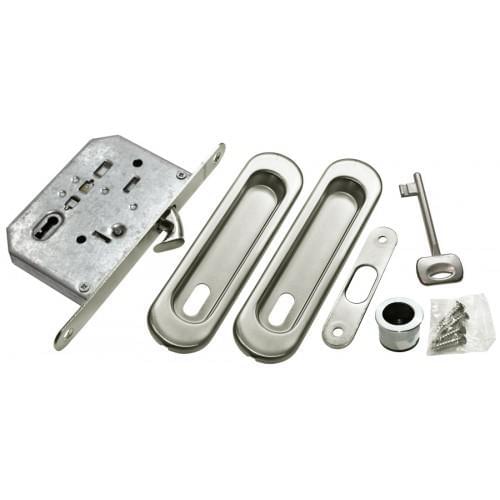 Комплект MHS150 L SC (ручка+ замок под ключ буратино) мат.хром MORELLI