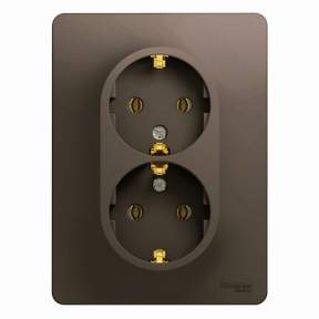 Розетка SE Glossa  Шоколад  2-я  с/з в сборе с рамк  GSL000824