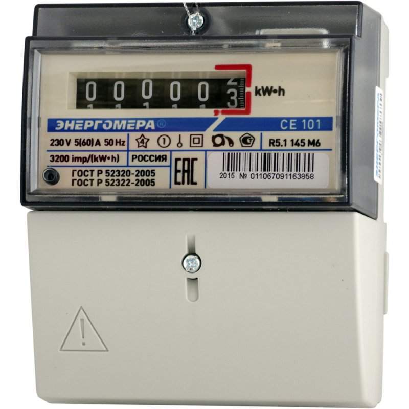 Счетчик Энергомера CE101  R5.1 145 1ф 5-60A 230В 1класс точности ЭР  340796