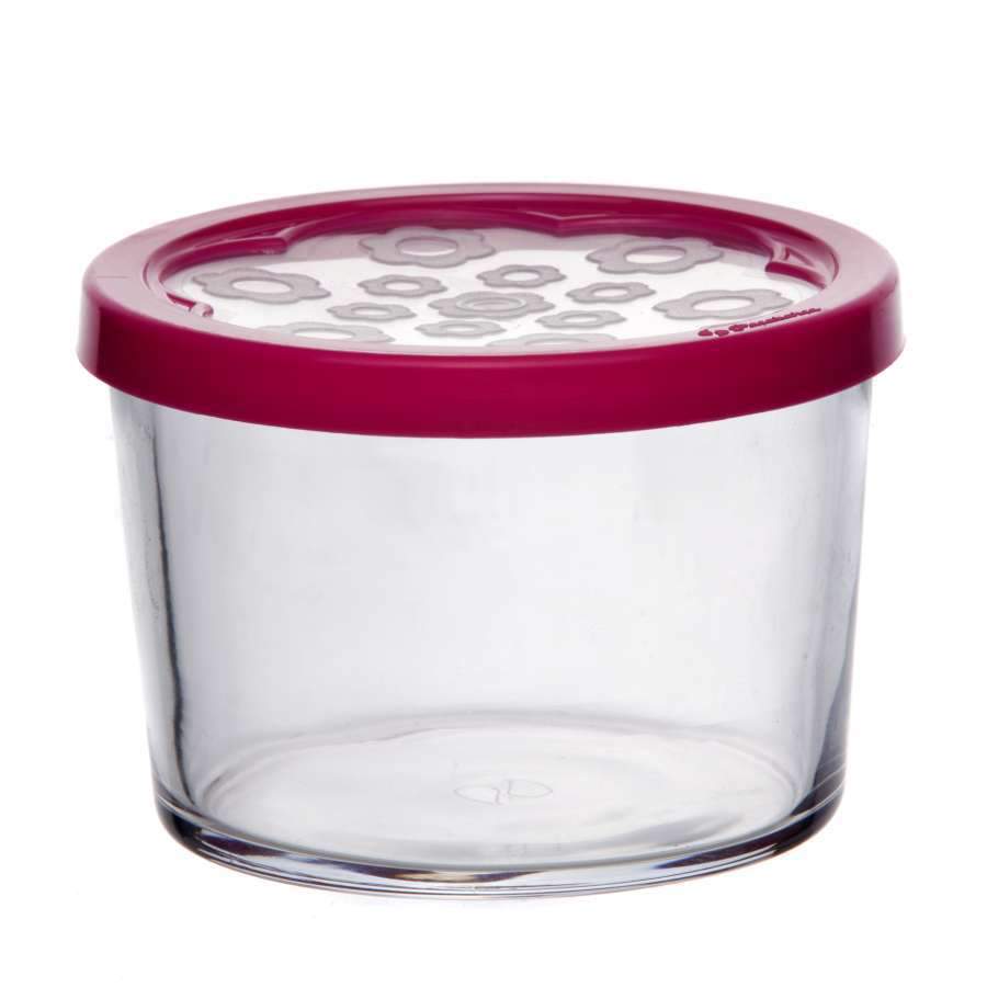 PASABAHCE Емкость 42230SLBFK Бейзик д/продуктов 220мл с крышкой фуксия
