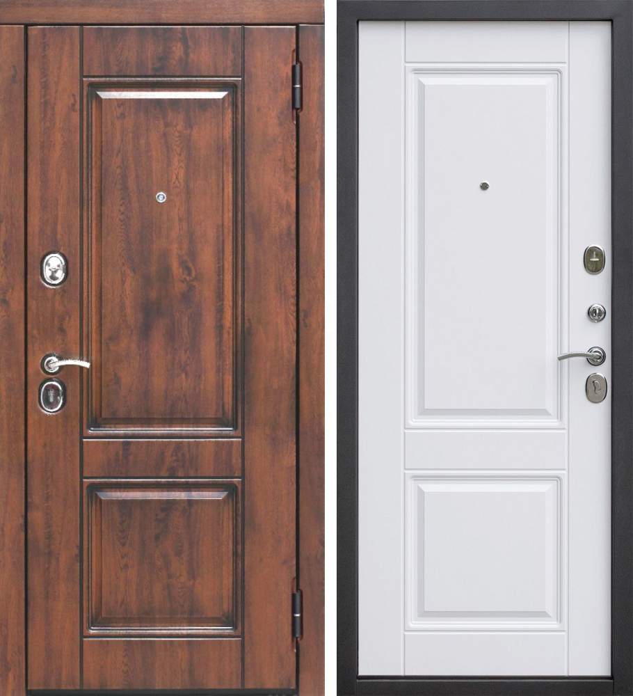Дверь металлическая 9,5 см Вена Винорит Орех грецкий/Белый мат.  860 правая
