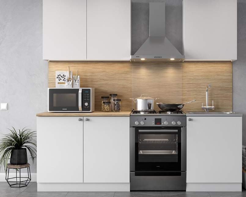 Кухонный гарнитур КГ-6 1,6м Белый текстурный/Тростник