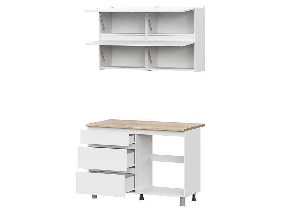 Кухня Токио 1,2м Белый текстурный/Тростник