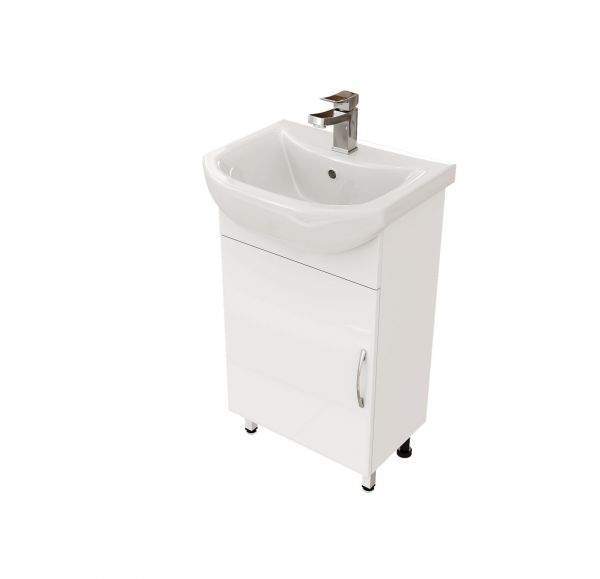 Тумба Оптима 50  напольная + раковина Балтика 50 керамическая 1WH501701 