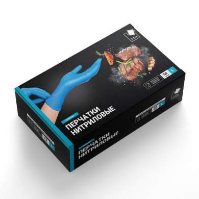 Перчатки нитриловые усиленные+ High Risk голубые L 50шт MAN005L