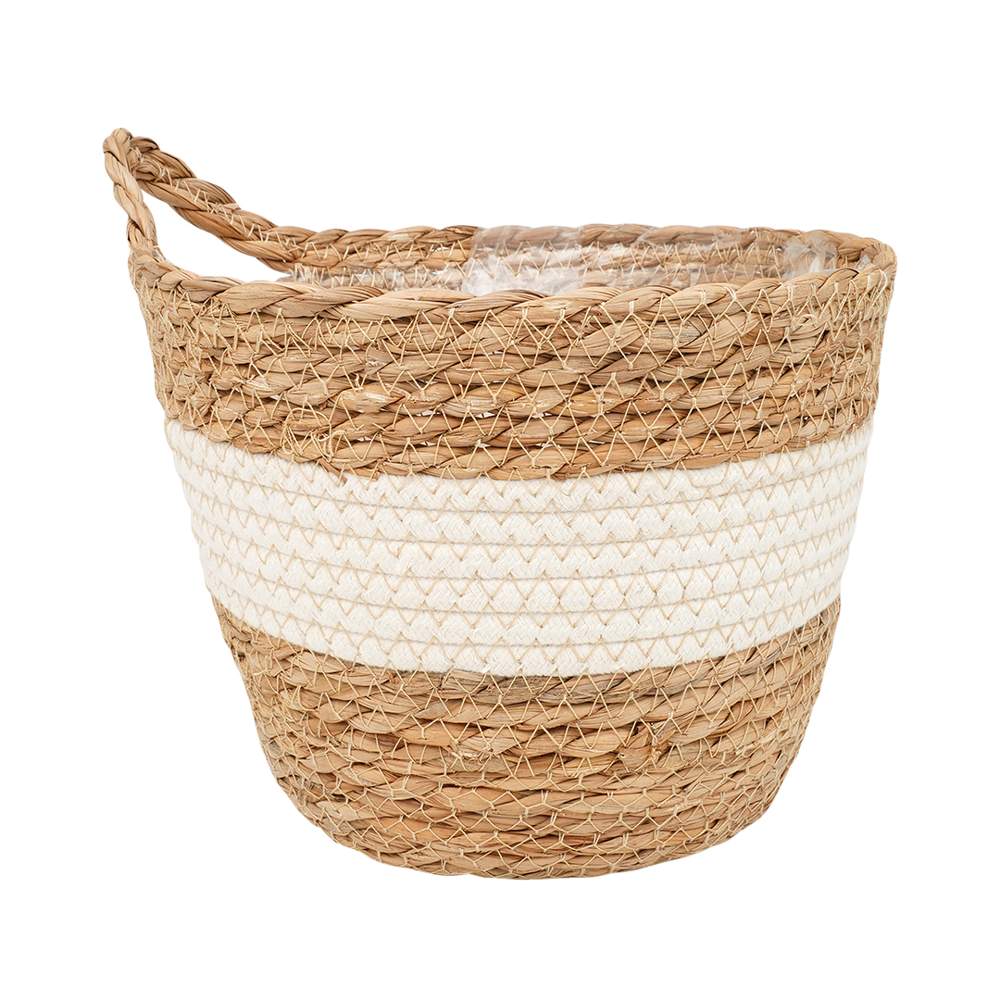 Кашпо плетеное Lishan-08 L Танзания с ручкой Д265 Ш265 В230 белый