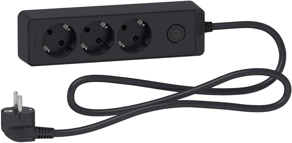 Удлинитель UNICA EXTEND 3 роз. 2К+З 1,5м черн.SchE ST9431B 513127