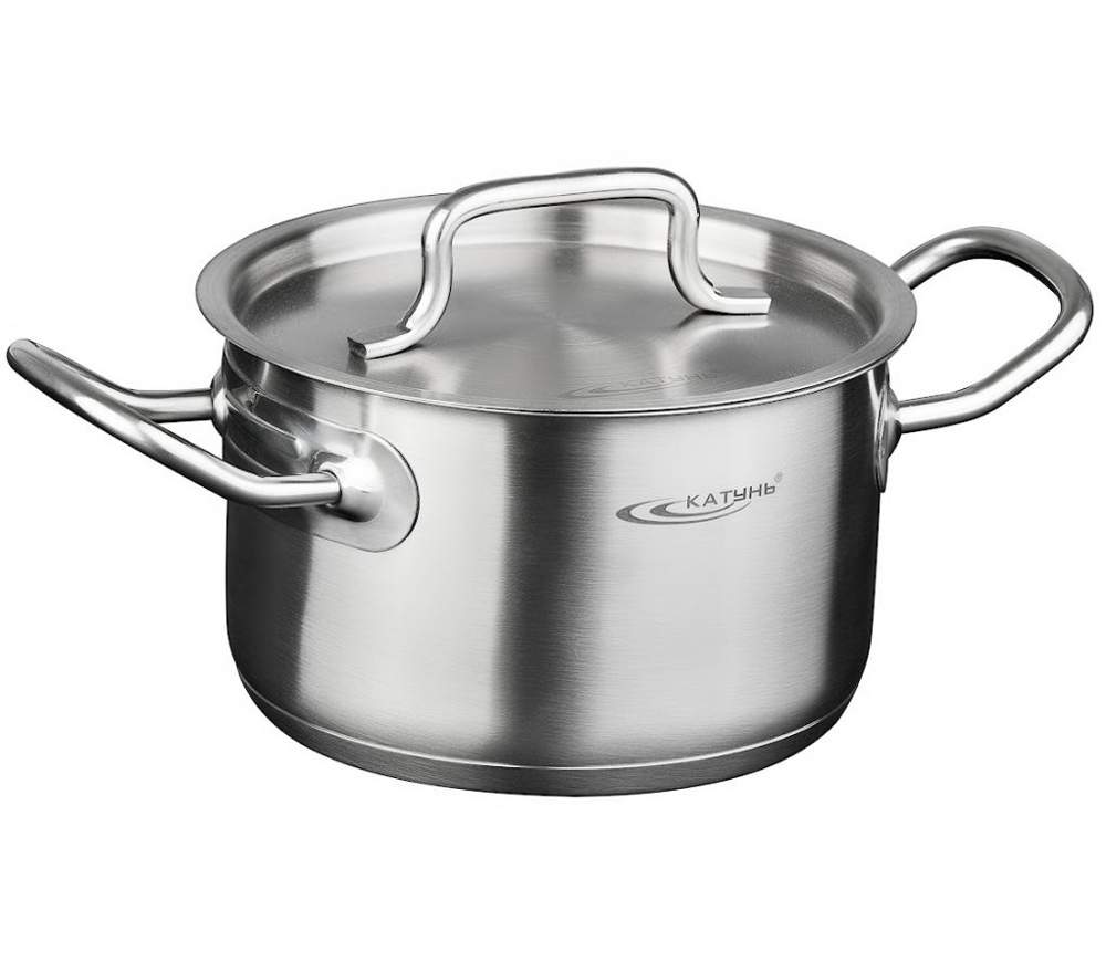 КАТУНЬ Общепит-Шеф Кастрюля  2л d16 h10 с мет.крышкой нерж.тройное дно КТ-ОБ-02