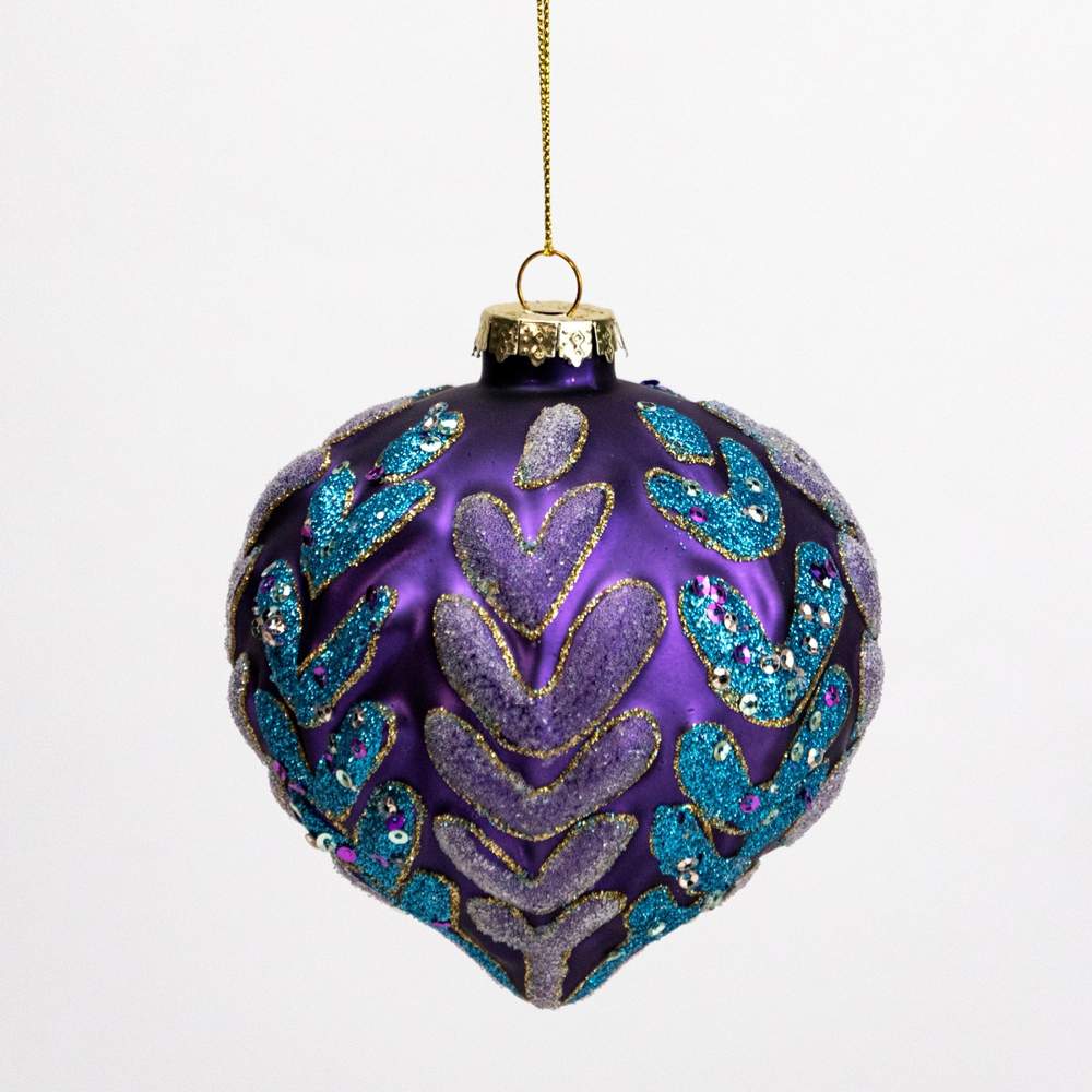 DECOLINE Игрушка елочная Луковица 982301061 сиреневый 10см (стекло) 