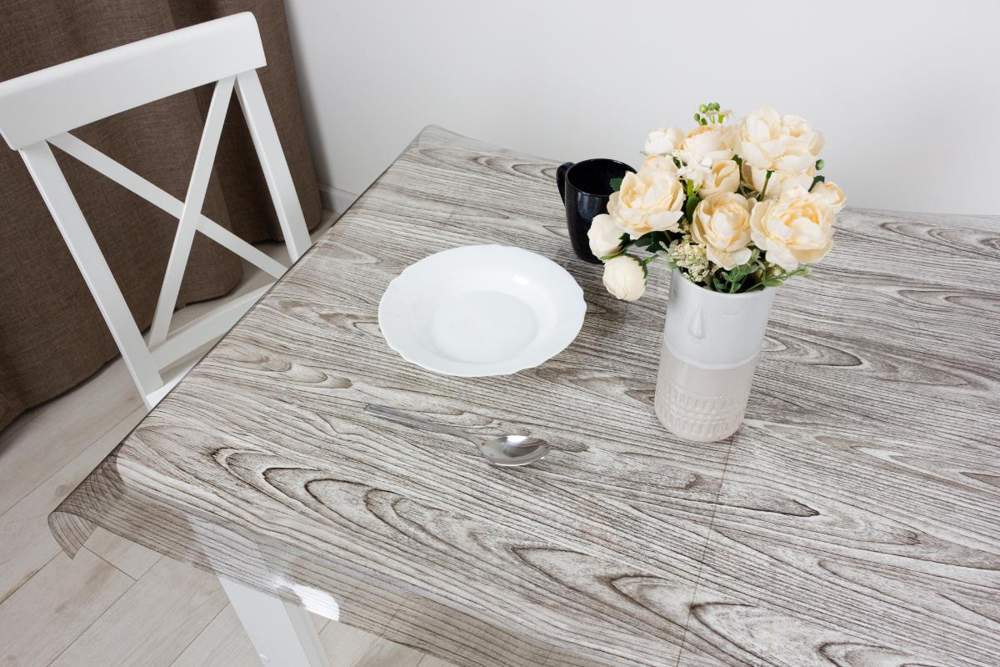 Клеенка ПВХ без основы Transparent Дерево черное толщина 0,6мм/80см Dasch (20) 13763