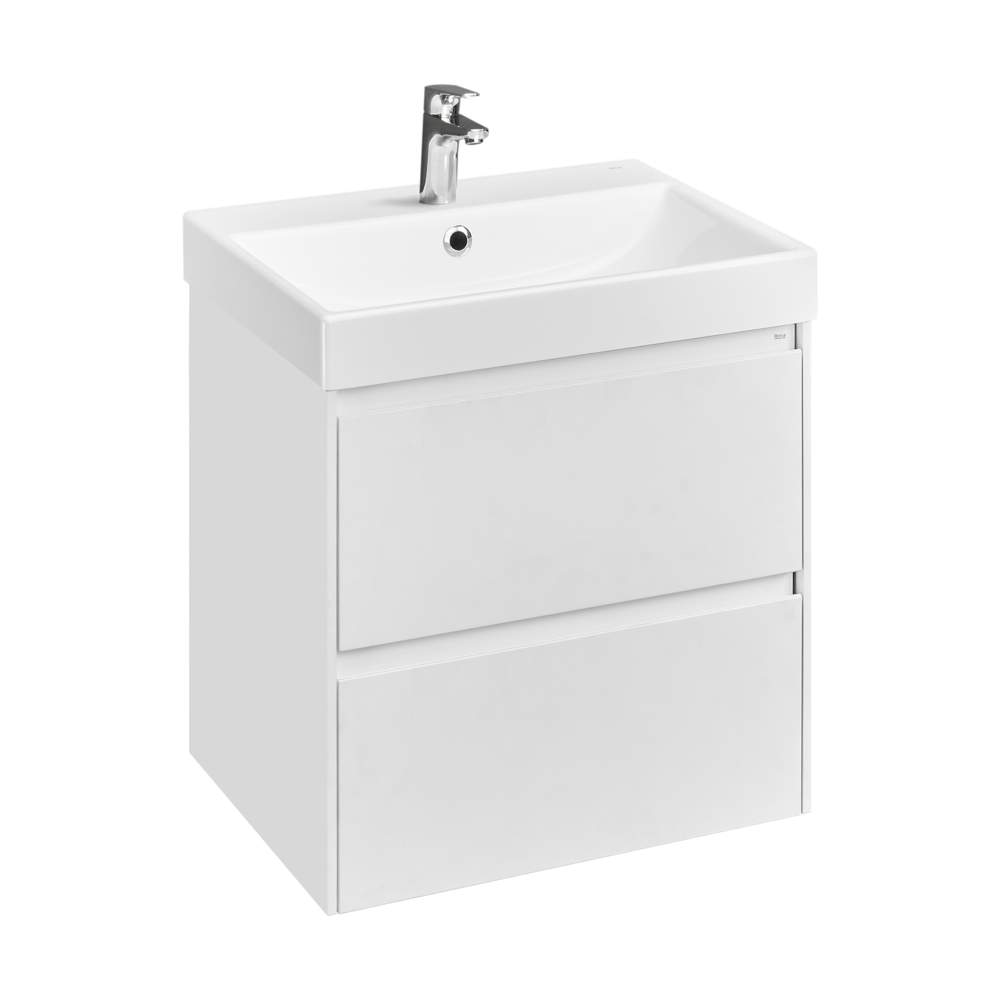 Тумба Ona под раковину 600мм белый матовый 2 ящ.+раков.Ona 600х460