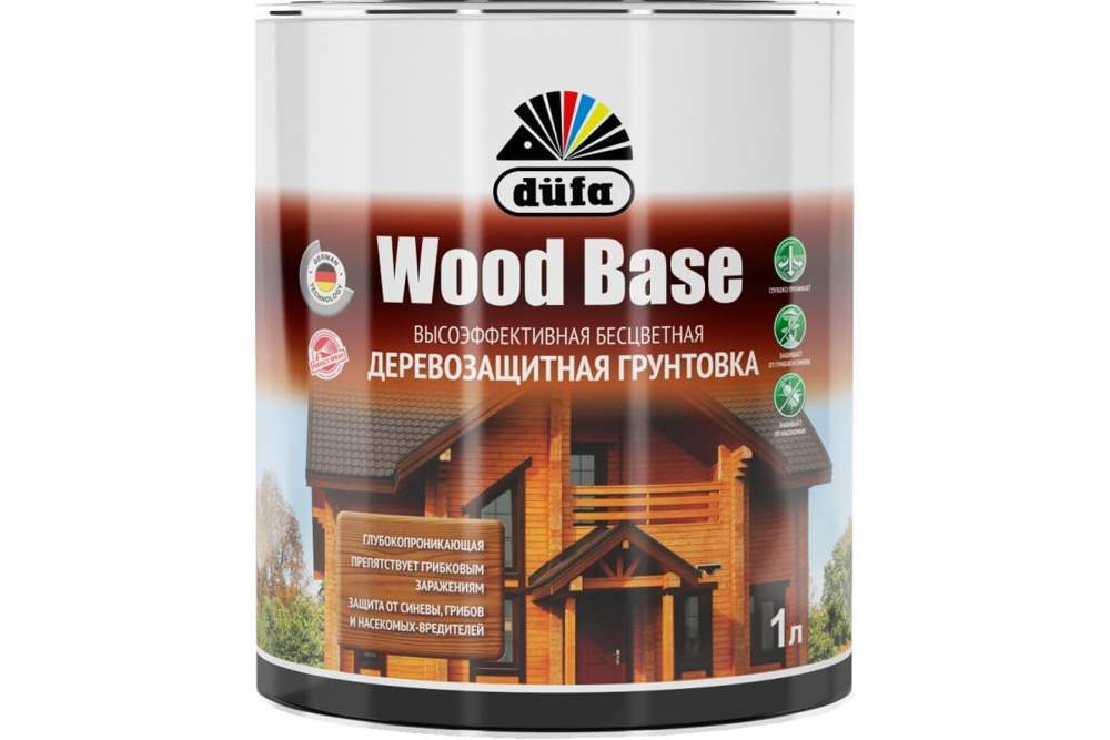 Грунт Dufa Wood Base с биоцидом бесцветная д/защиты древесины 1л