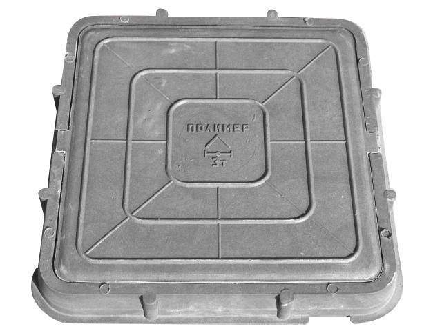 Люк полимерно-песчаный квадратный садовый серый / до 700 кг / 440х440 h-57 / 60 в пачке