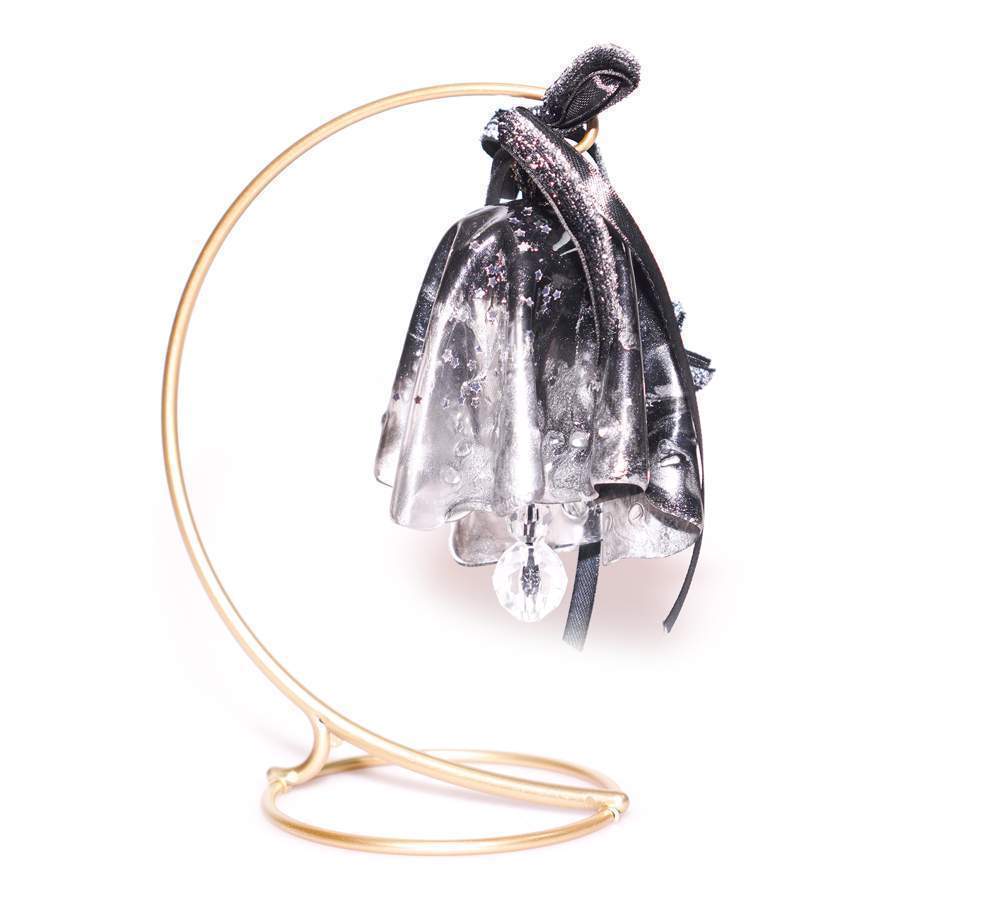 Колокольчик черный с серебром 10см