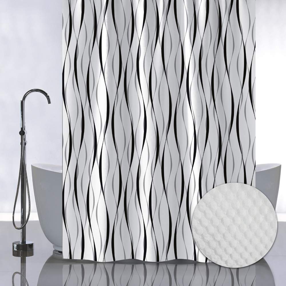 Штора д/ванной без колец 05-07 ЛЕНТЫ на БЕЛОМ ФОНЕ Санакс