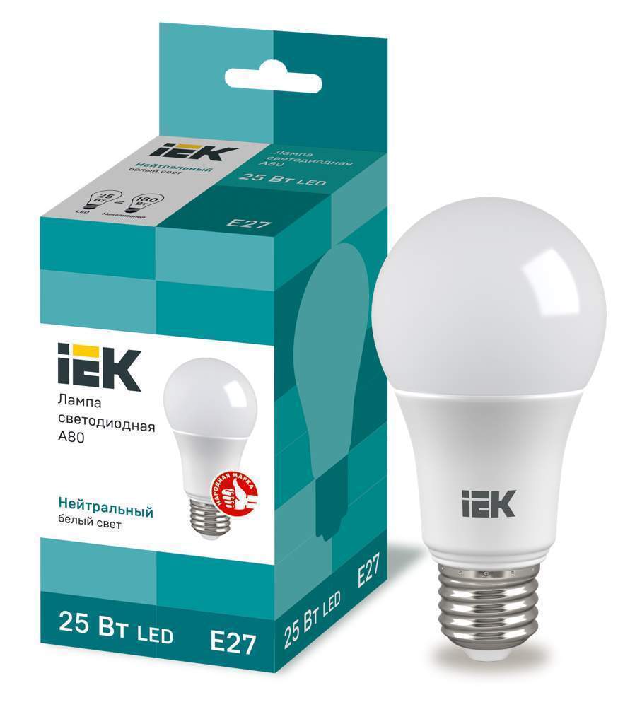 Лампа светодиодная ECO A80 25Вт грушевидная 230В 4000К E27 IEK LLE-A80-25-230-40-E27