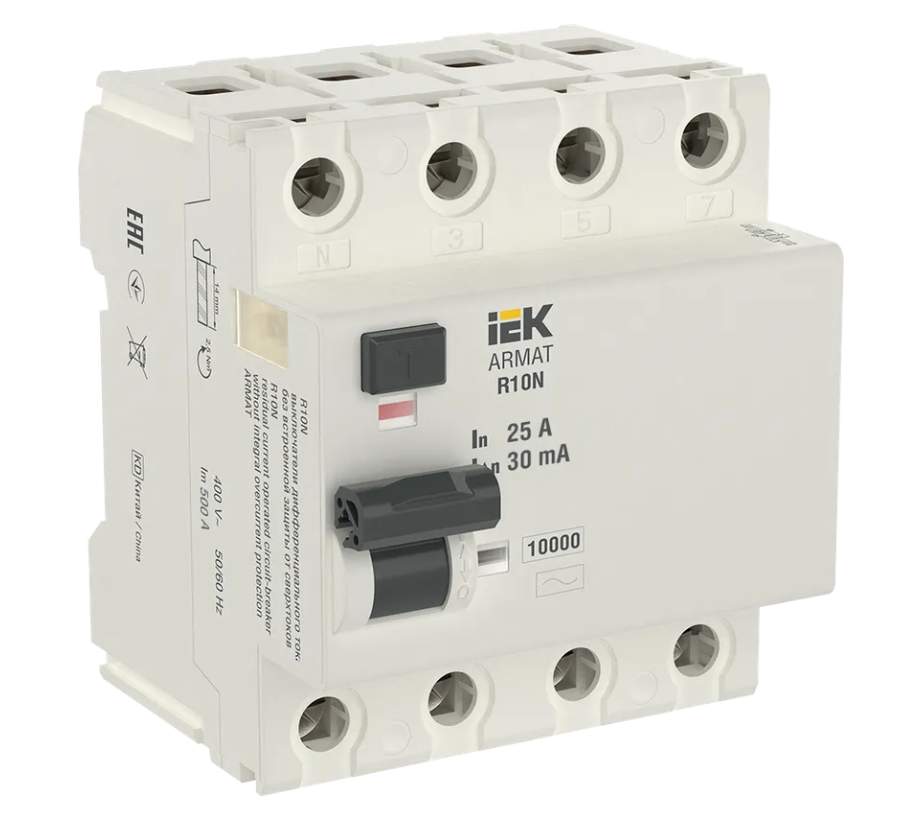 УЗО ИЭК ВДТ R10N  4Р 25А 30МА  тип AC AR-R10N-4-025C030 / 1597213