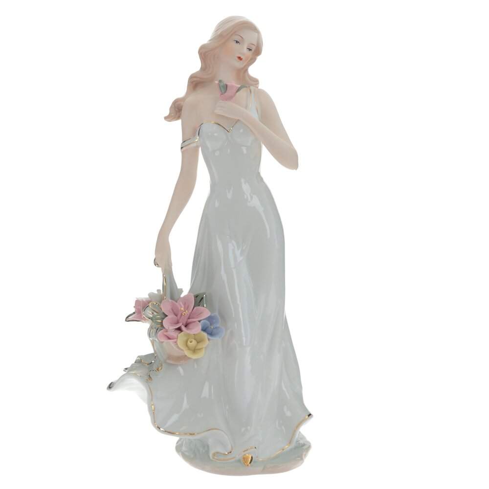 REMECO COLLECTION Статуэтка 614596 Девушка с корзиной цветов фарфор 17х13х34,5см