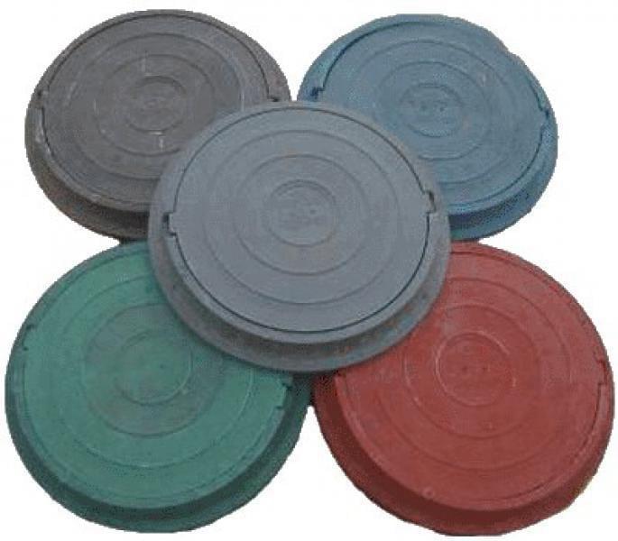 Люк полимерно-песчаный круглый средний черный / до 6 т / Ø-750 h-80 / 10 в пачке