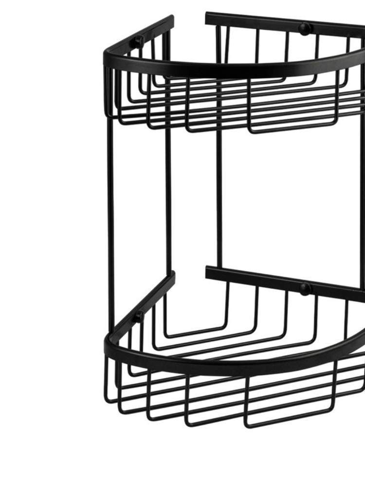 Полочка ТИТАН угл. овальная  двойная, с креп.к стене,черного цв.  76061