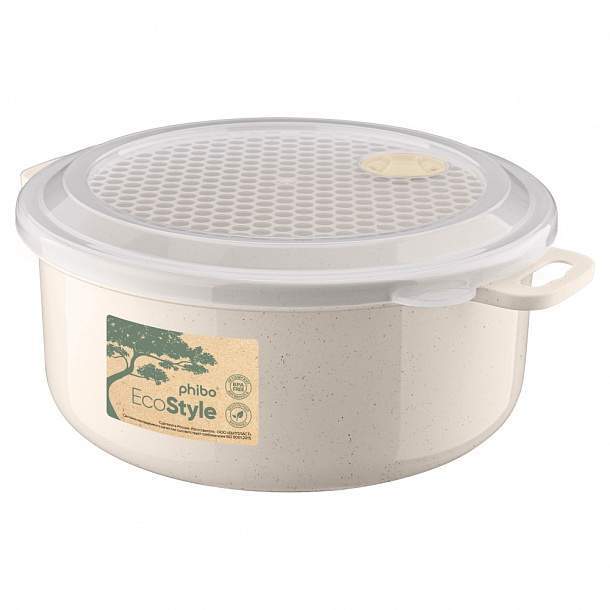 БЫТПЛАСТ Емкость 431137235 Phibo д/холодильника и СВЧ 1800мл бежевый флэк 190х190х110мм 