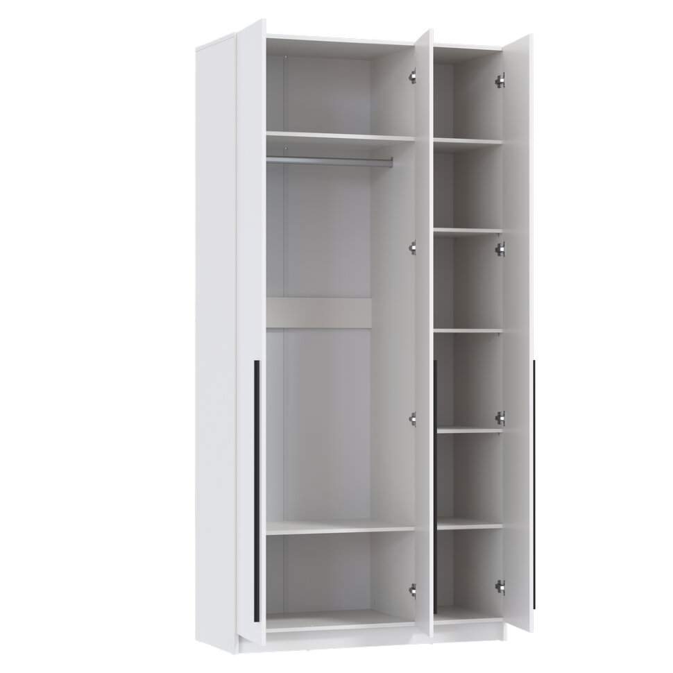 Шкаф д/одежды "Брандо" 67.08 3-х дв.(белый/ДВПО:белый/фас.:ЛДСП  бел.мат.) h2500