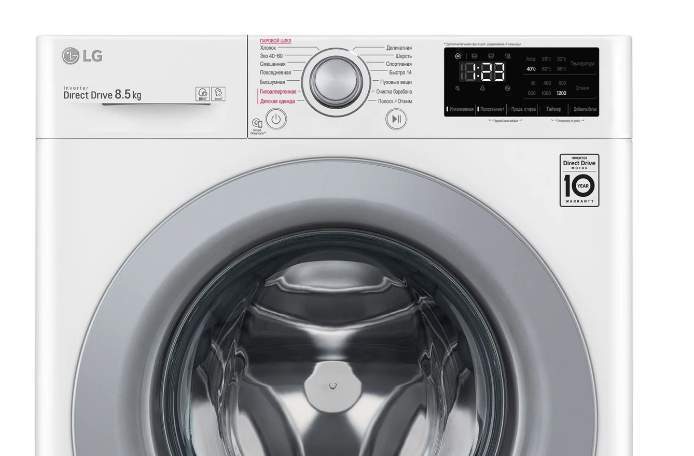 Стиральная машина  LG F2V3GS4W белый/серебро (пар, дозагрузка, AIDD) 8,5 кг
