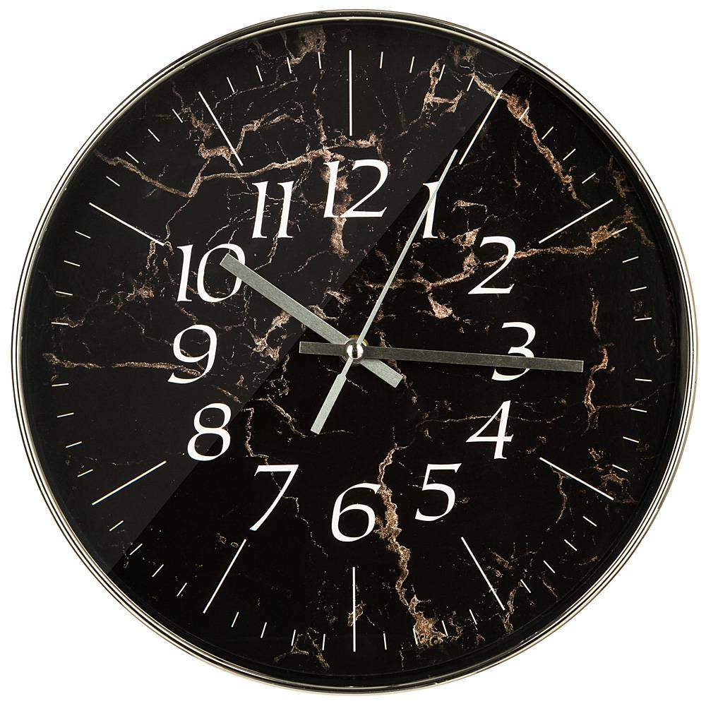 LEFARD Часы 220-490 Marble настенные 30,5x30,5x4,5см черный пластик 