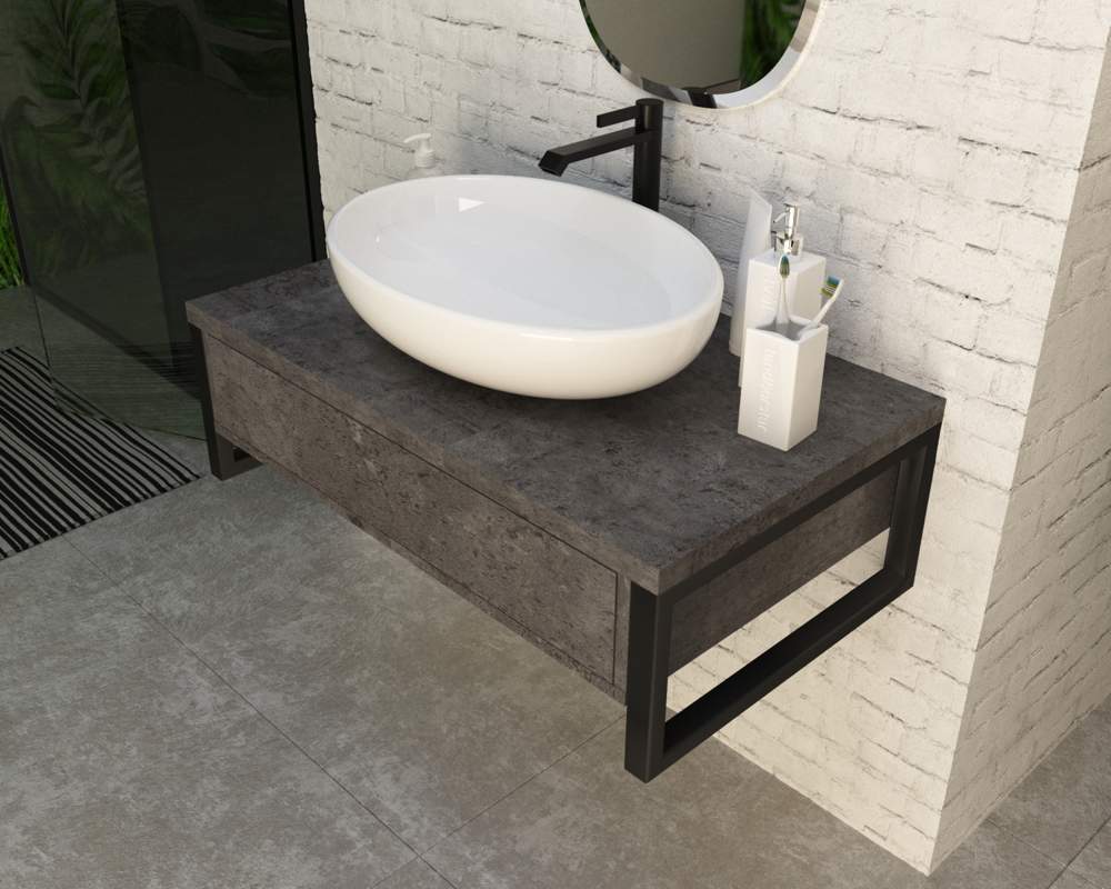 Тумба Grunge Loft 100П 1в.я. Бетон  т.серый  У85850