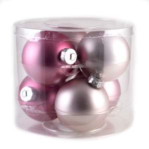 DECOLINE Набор шаров 80мм/6шт микс розовый/белый E1780-8 (стекло)